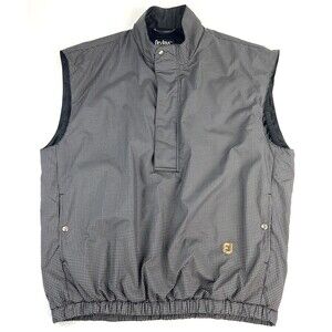 FOOTJOY Dryjoys Mens L Golf Vest Black Beige Houndstooth 1/2 Zip Lined